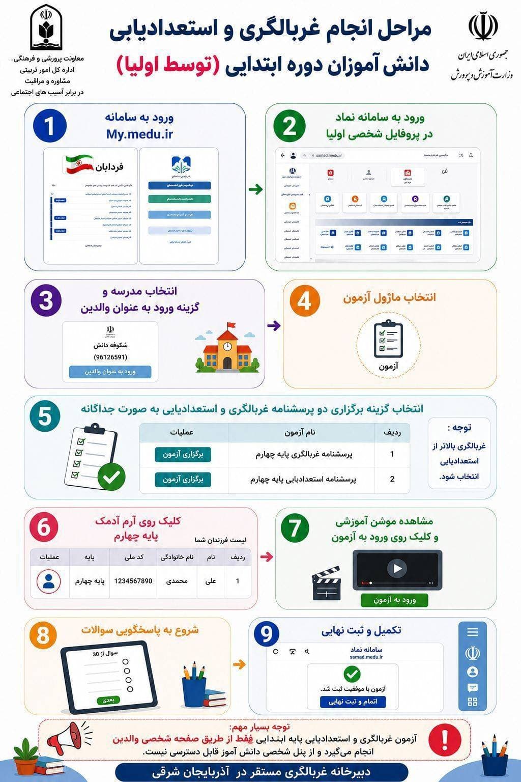 ثبت نام آزمون غربالگری و استعداد یابی